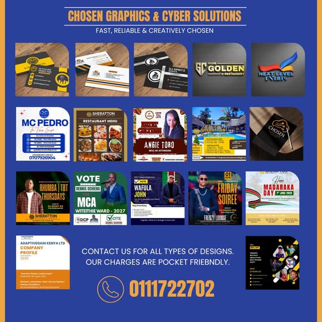 Posters,Logo, Flyers, Brochure, Business cards etc.
